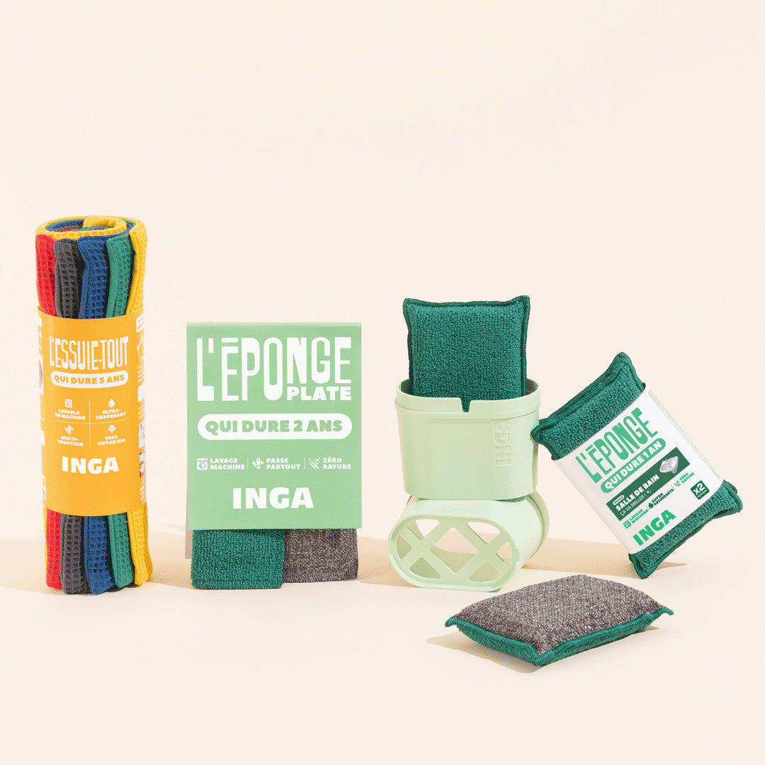 Pack 3 éponges + essuies tout : lavables et réutilisables pour plus d'économies