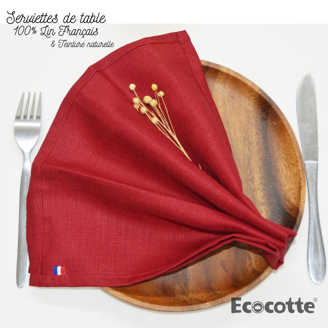 Lot de 4 Serviettes en lin français