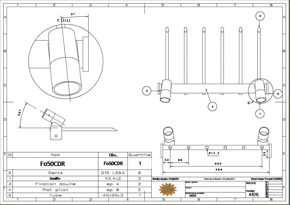 Physical - Kit auto - construction La Campagnole "Jardinier" à contre - dents en ressort 50cm - Lowreka