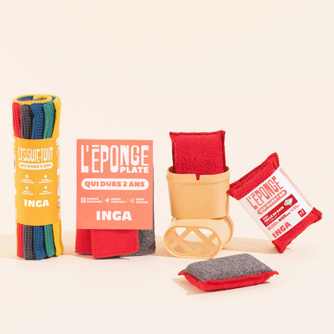 Pack 3 éponges + essuies tout : lavables et réutilisables pour plus d'économies