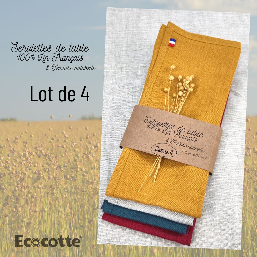 Lot de 4 Serviettes en lin français