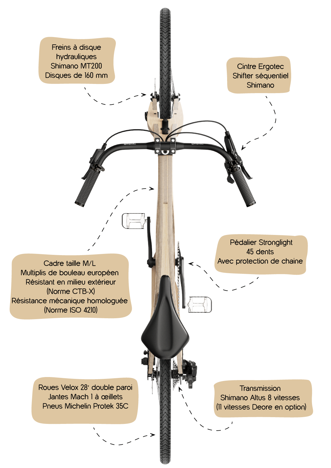Vélo en bois - Modèle vélotaf