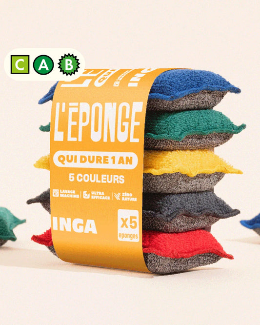 Pack éponges lavables 4 couleurs
