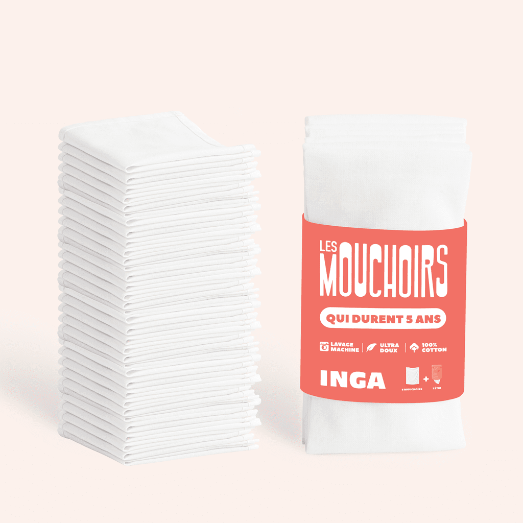 Les mouchoirs - Pack 30 mouchoirs lavables en coton bio (réutilisables) - Lowreka