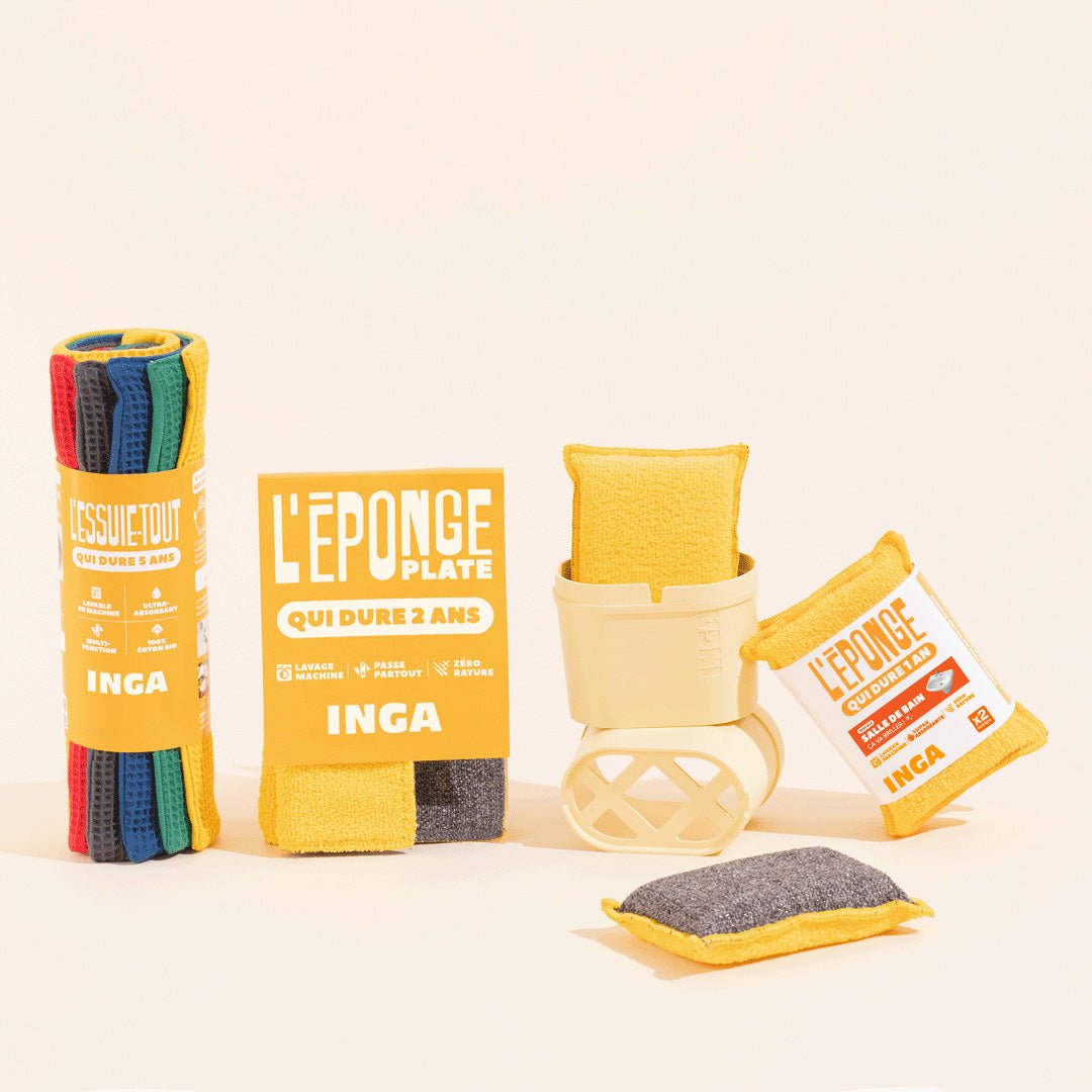 Les packs - Pack 3 éponges + essuies tout : lavables et réutilisables pour plus d'économies - Lowreka