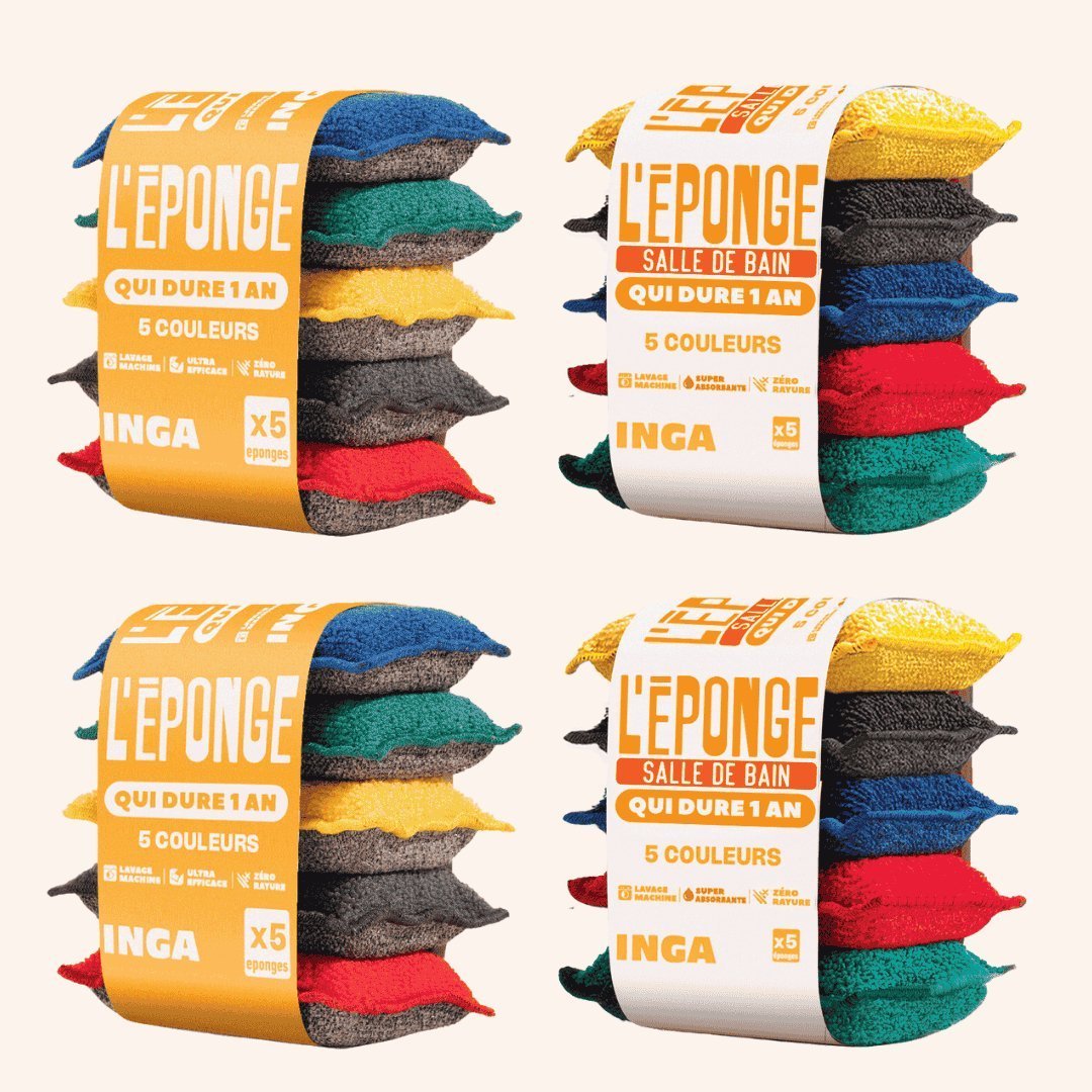 Les packs - Pack Éponges Lavables 4 Couleurs - Lowreka