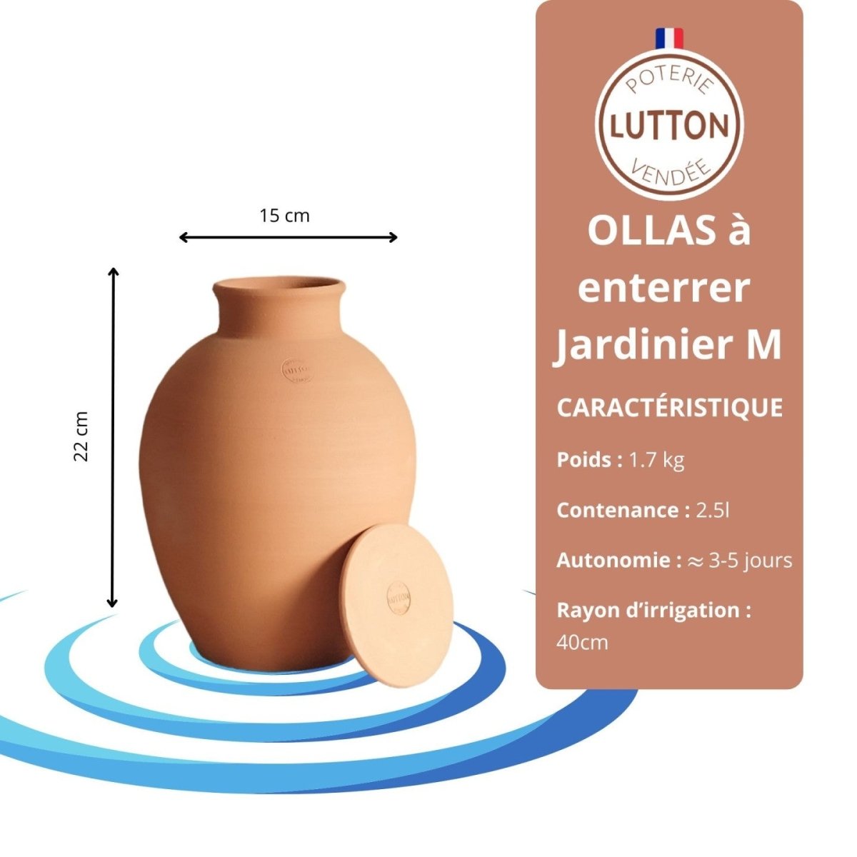 - Olla - Jardinière à enterrer de 0,5L à 20L - Poterie Lutton - Lowreka