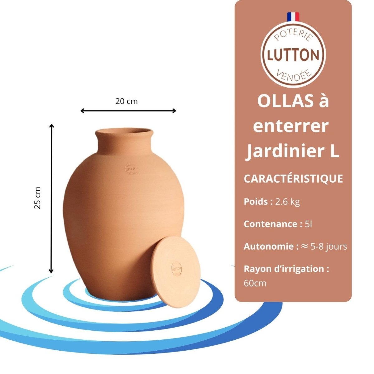- Olla - Jardinière à enterrer de 0,5L à 20L - Poterie Lutton - Lowreka