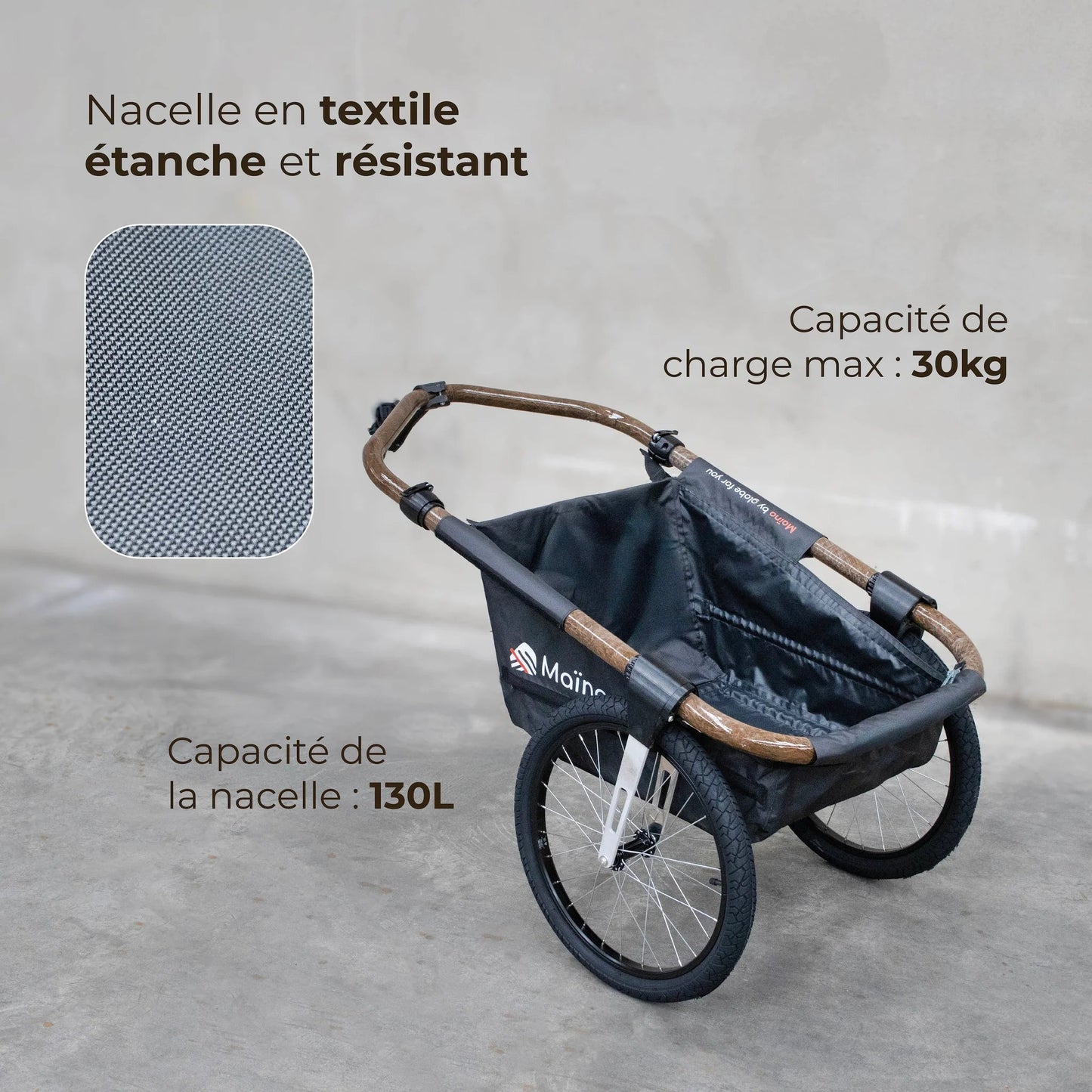 Physical - Remorque de vélo Maïna en lin légère et pratique 20" - Lowreka