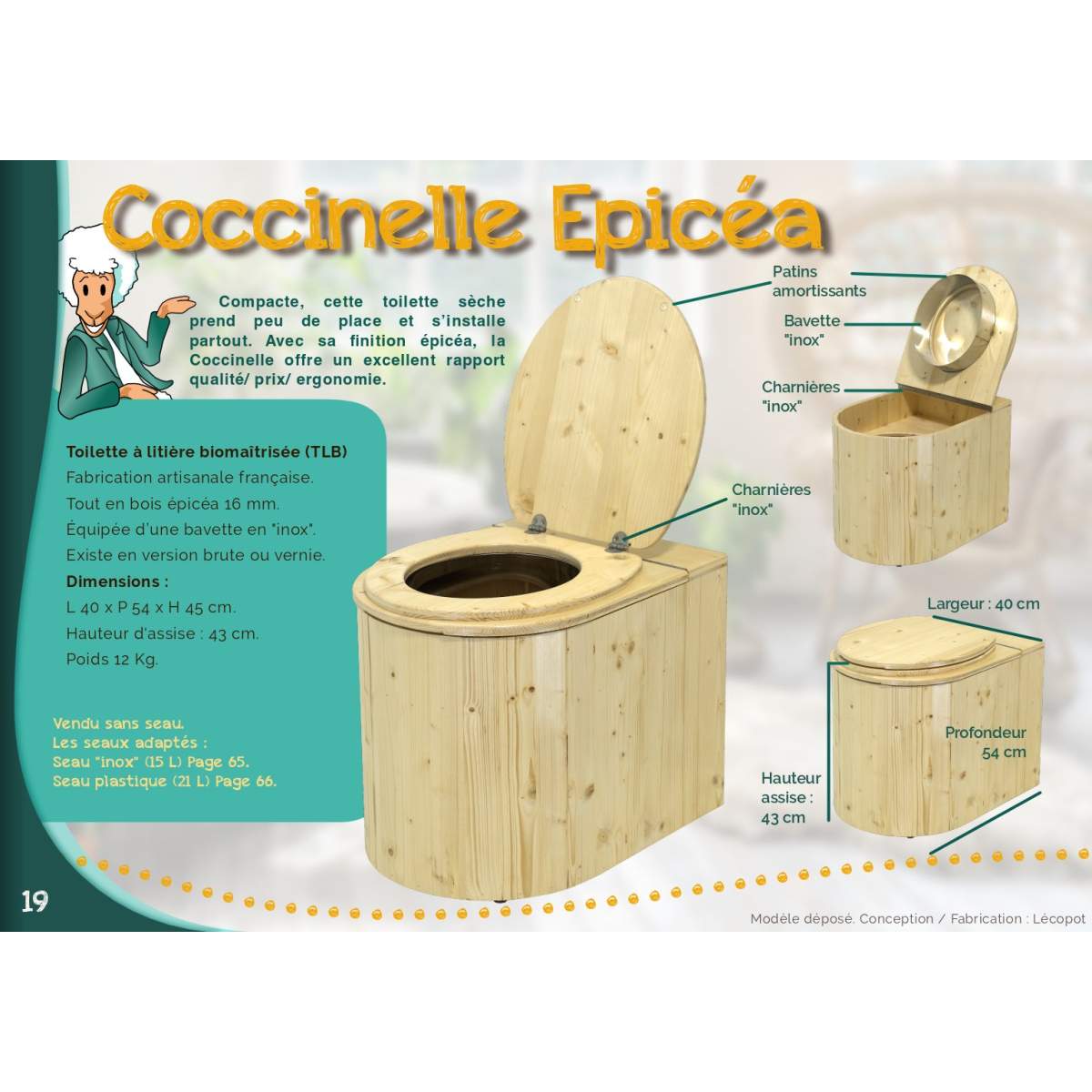  - Toilettes sèches à compost épurée et sobre - La coccinelle - Lowreka